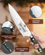 MOSFiATA Gifts for Him Her Men Women Husband, Christmas Xmas Stocking Stuffers, Birthday Gifts ideas for Him Her, 8 inch Pro German Chef Knife, Kitchen Knife Gift Set