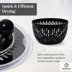 Stainless Steel Salad Spinner, Lettuce, Vegetable & Fruit Dryer, 5L Capacity, Non-Slip Base (304 Stainless Steel - Black)