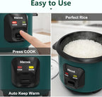 Macook Mini Rice Cooker | 6-Cup (0.6L) Small Rice Maker | One-Button Operation | Non-Stick Inner Pot | Automatic Keep Warm & Overheat-Proof | for 1-6 People, Students & Small Families (Green)