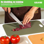 Plastic Cutting Boards Set of 3 for kitchen,Flexible Cutting Mats for Cooking, 100% Non-Slip Cutting Board for Fruit Meat and Vegatables, BPA-Free and Dishwasher Safe with knife (14 in Green/Orange)