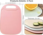 3 Pack Mini Kitchen Cutting Board Set Small Fruit Cutting Board Wheat Straw Plastic Cutting Boards Mats Dishwasher Safe, Juice Grooves, Thicker Boards Easy Grip Handle, Non Porous(13 Inch x 8.5 Inch)