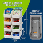 Plastic Containers for Organizing and Storage Bins for Closet, Kitchen, Office, Garage or Pantry Organization, Stackable Bins, Medium (11" x 5" x 5.5"), 8-Pack, White