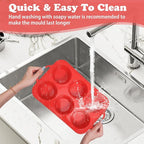2 Pack Jumbo Silicone Muffin Pan with Metal Frame, Non-stick Large Silicone Cupcake Pan with Handles 6 Cup, Silicon Muffin Tin Tray for baking, egg bites, Cupcake Mold, BPA Free Red
