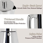 6 Cup Thickened Moka Pot 304 Stainless Steel 300ml Italian Espresso Coffee Maker Stovetop CoffeeMakers Mocha Pot Percolator for Induction Stove Classic Cafe Makers Portable for Easy Brewing
