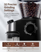 SHARDOR Burr Coffee Grinder Electric with 32 Grinding Sizes 3.0,Coffee Bean Grinder with 40 Seconds Adjustable Electronic Timer, Coffee Grinders for Home Use with Chamber Cleaning Button,Black