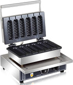 Commercial Corn Dog Waffle Maker,1600W Lolly Stick Waffle Maker,6 Slice Non-Stick,Stainless Steel Corn Hot Dog Waffle Iron with Temp and Time Control, for Restaurant Bakery Snack Bar Family.