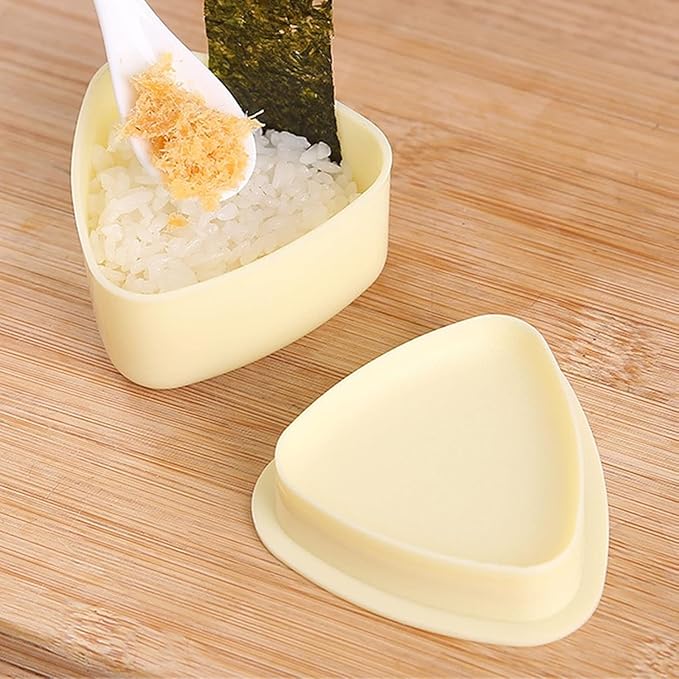 Onigiri Mold Triangle, 3 Pieces Musubi Press Mold Rice Ball Makers, Triangle Sushi Maker for Bento or Japanese Boxed Meal Musubi Press by HAGBOU (Beige)