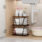 2 Pack Stackable Kitchen Organization,Counter Organizers and Pantry Organization for Home and Kitchen,Trash Bag Organizer Under Sink,Brown