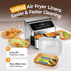 400Pcs Air Fryer Liners Disposable for Dual Basket, 8x5.5 Inch Parchment Paper Sheets, Rectangular Baking Liners for Ninja DZ201 DZ401, Chefman/COSORI 2-Basket Air Fryer, Oil Proof & Non-Stick