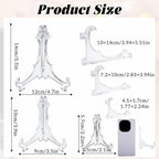 3 Pack Acrylic Frame Holder Stand, 3 Size Clear Plate Display Stand, Foldable Plate Stands for Display Platter, Dish, Book, Photo