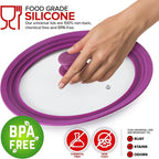 Modern Innovations Universal Lids (Set of 2) Fits 7 to 12-Inch Cookware, Silicone Replacement Pan Lid, Glass Top Covers for Skillets, Pots, Frying Pans, Cast Iron - Lavender