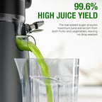 TUUMIIST Cold Press Juicer Machine, 5.3 Inch Extra Large Feed Chute for Whole Fruits, Easy to Clean Slow Juicer, High Yield, BPA Free - Grey