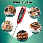 Copkim 6 Set Waterproof Food Thermometer for Water, Liquid, Candle and Cooking Digital Meat Thermometer with Long Probe Instant Read for Kitchen BBQ Grill Candy (Black,Red)