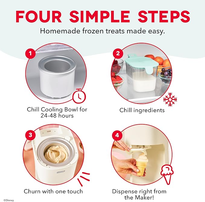 Dash Soft Serve Ice Cream Machine - Frozen Dessert Machine for Soft Serve, Froyo, Sorbet, and Fruit Whips - Compact Design - Features Double Insulated Freezer Bowl - 1-Pint Capacity
