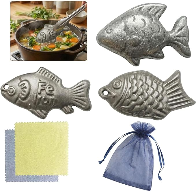 Iron Fish 3 Pack - Food-Grade Reusable Cooking Tool for Adding Natural Iron to Food & Water, Durable Chemical-Free Kitchen Accessory, Easy to Use for Vegans, Athletes, Pregnant Women & Families