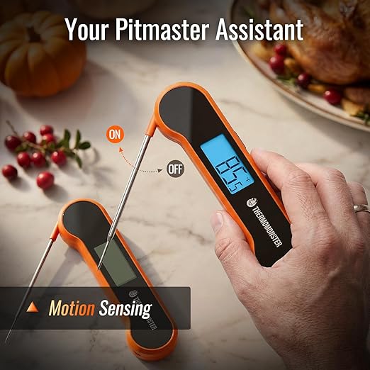 0.5 Sec Instant Read Meat Thermometer Digital with ±0.5℉ Precision, Food Thermometer for Cooking Kitchen Gadgets, Oven Grill Candy BBQ Essentials Accessories, Gifts for Him Dad Men Birthday, Orange