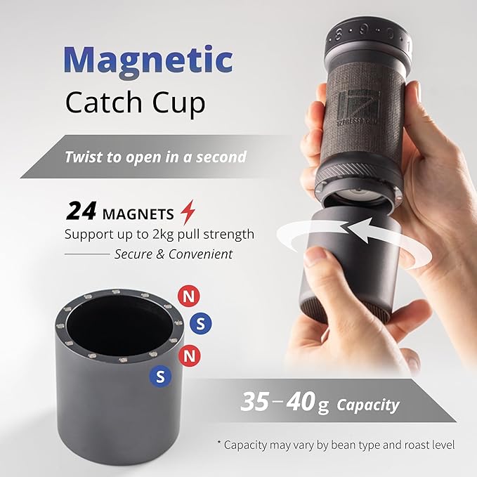 1Zpresso K-Ultra Manual Coffee Grinder Silver with Carrying Case, Assembly Consistency Grind Stainless Steel Conical Burr, Foldable Handle, Numerical External Adjustable Setting, All-Round Grinder