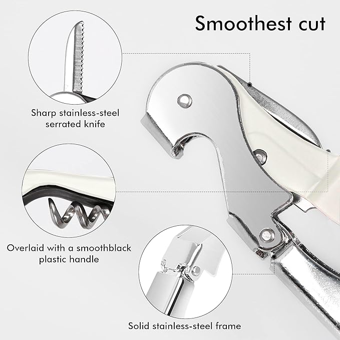 Professional Waiter Corkscrew Wine Openers Set(2PCS), Heavy Duty Stainless Steel Hinges Wine Key for Restaurant Waiters, Sommelier, Bartenders
