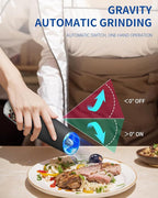 CIRCLE JOY Gravity Electric Pepper Grinder Salt Grinder Pepper Griner Mill Electric with LED Light, Battery Operated, Adjustable Coarseness, Washable 135ml Container, 1 Pcs