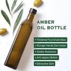 AOZITA 17oz Glass Olive Oil Dispenser - Oil and Vinegar Cruet Bottle with Stainless Steel Pourers - Funnel For Easy Refill - Olive Carafe Decanter for Kitchen