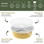 10" Deep Round Aluminum Foil Pans with Lids (5 Pack), Heavy Duty Grease-Resistant Foil Containers for Baking, Heating, Meal Prep & Food Storage, 3" Depth, 101oz