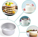 HomeMall 4 Inch Aluminum Round Cake Pan, 8 Pieces Non-stick Mini Cake Baking Pan - Layer Baking Round Cake Pans Set for Home Kitchen DIY Baking Tools Supplies
