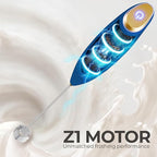 Zulay Kitchen Patented Tornado Triple Whisk Milk Frother with 4 Duracell Batteries – Handheld Foam Maker for Coffee, Lattes, Matcha & Hot Chocolate – Rich, Creamy Froth in Seconds - Navy Blue & Gold