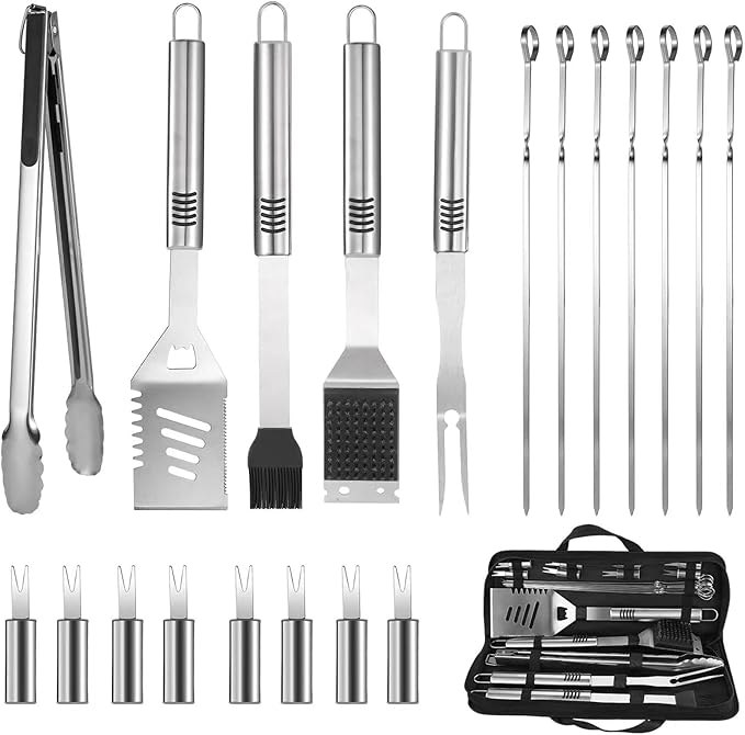 BBQ Grilling Tools Set,16" Stainless Steel Grilling Accessories Kit for Men Gift,BBQ Grill Utensils Gift Kit with Portable Carry Bag BBQ Tools Grill Tools Set for Backyard Outdoor Grill Cooking