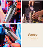 10-Piece Stainless Steel Cocktail Shaker Set with Stand – Bartender Kit w/Martini Shaker, Jigger, Strainer, Ice Tools & Decanter for Home Bar, Party & Gift