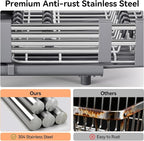 Urackify Stainless Steel Dish Drying Rack - Dish Drainer for Kitchen Counter, Extendable Drainboard with Foldable, Space-Saving Cup & Bowl Organizer, Includes Knife and Utensil Holder, Gray
