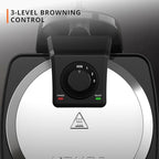 KRUPS Waffle Maker, Rotating Belgian Waffle Maker, 180° Flip Waffle Iron, Ceramic Non-Stick Plate, 3 Browning Control Levels, Foldable Cool Touch Handle, Removable Drip Tray, Stainless Steel