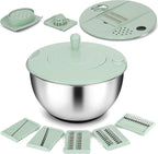 Unokit Stainless Steel Salad Spinner - Large Spinner with Non-Slip Base and 5 Blade Slicers, Dishwasher Safe Lettuce Spinner for Efficient Salad Preparation and Food Washing in Kitchen