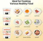 Electric Food Steamer, 13.7QT Vegetable Steamer with 3 Tiers BPA-Free Baskets, Digital Steamer with Appointment and Timer, 800W Simultaneous Cooking, Ideal for Veggies Seafood Rice White