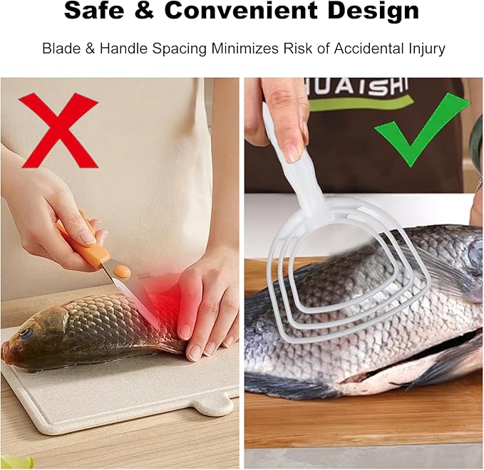 3Pcs Fish Scale Remover White Scraper Set Bone Descaler Tool and Keefer Cleaning Tools for Kitchen Use Durable Plastic Fish Scraper for Restaurant Catering, and Home Cooking Preparation Needs