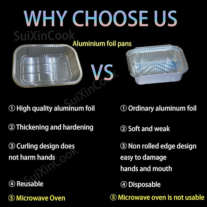 Aluminum foil baking Pans Heavy Duty 2LB Small foil pan 8.5"×6" 20pack Disposable, For Microwave & Oven Safe Cooking