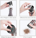 Hotder Premium Pepper and Salt Grinder Set of 2-Refillable Coarseness Adjustable Pepper Mill Shaker with Glass Body for Home,Kitchen(Two Pack)