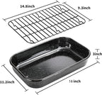 Roasting Pan with Rack, 16 x 11 Inch Rectangular Roasting Pan, 20lb Turkey Roaster Pot, Large Oven Roaster Tray for Baking Turkey by JY COOKMENT