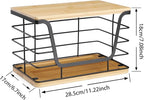ALOCEO Large Wire Basket for Kitchen Pantry, Stainless Steel Kitchen Counter Organizer for Potato Onion, Trash Bag Dispenser Under Sink with Bamboo Top, Black
