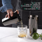 Homestia Cocktail Shaker Sets, Bartender Kit - 12 Pcs Stainless Steel Bar Tools with Boston Shaker Tins, Mixing Spoon, Muddler, Jigger, Strainer, Ice Tongs and Wine Pourers (Black)