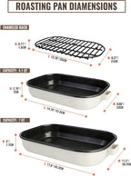 Roasting Pan for Oven with Rack 6-Piece Enamel Lasagna Baking Dishes Set 14&17 Inch, 572°F High Temperature Resistance Dishwasher Safe Non-Stick Deep Turkey Roaster Pan Mothers Day Gift Bakeware