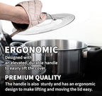 Large Universal Lid,Fits 8 -12 Inch Cookware,Tempered Glass Top with Steam Vent for Pots, Frying Pan,Stainless Steel Replacement Pot Lid for Kitchen Organizing, Space Saving