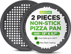 NutriChef 2-Pack 13’’ Non-Stick Pizza Pans, Round Pizza Pans for Oven, Commercial-Grade Carbon Steel, Non-Stick Gray Coating, Ideal for Baking Pizza, Cookies and More, Dishwasher Safe