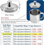 3.5Inch Stainless Steel Universal Mug Cover and Drink Cover for Drinks, Cocktails, Coffee Mugs, Tea Cups, Beers