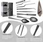 Chef Plating Tools,Professional Culinary Plating Tool Set,Chef Garnish Tools Kit,Fish Tweezers,Pastry Spatula,Cake Decorating Tweezers for Molecular Gastronomy (Black)