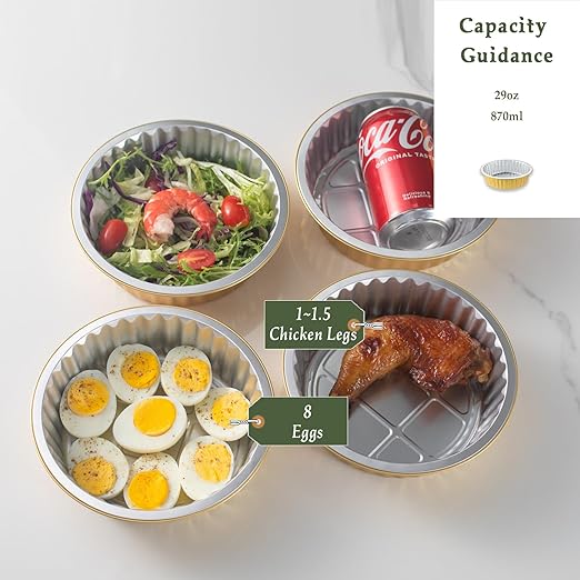 7" Round Aluminum Foil Containers with Lids (5 Pack) – Heavy Duty Disposable Takeout Pans for Food Storage, Meal Prep, Soup, Leftovers & Catering, 29oz