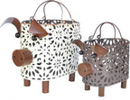 Farmhouse Metal Small Storage Basket Set For Kitchen or Bathroom Pig Decor, 2 Count Stackable Small Basket with Handle