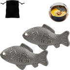 2 Pack Cast Iron Fish Cooking Tool with Storage Pouch, Add Natural Sources of Iron to Food and Water，Pure Iron Supplement for Vegans, Pregnant Women (70g Each)