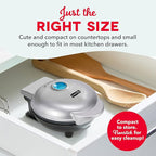 Dash Mini Waffle Maker- Compact Electric Iron for Creative Homemade Treats - PTFE nonstick surface - Easy-to-Clean - Perfect for Kids & Families - Silver
