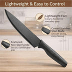 Small Knife Block Set, Modern Kitchen Knife Scissors with Universal Round Holder, Home Apartment New Kitchen Essentials, Space Saving, Dishwasher Safe(Black, 7PCS)