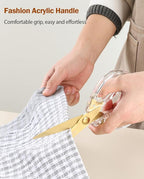 Kitchen Shears Scissors&Sharp Scissors, ARCHIKING 8.0inch Cooking Scissor-Meat and Poultry Shears, Dishwasher Safe, Acrylic Handel Scissors All Purpose Stainless Steel Utility Scissor (White)